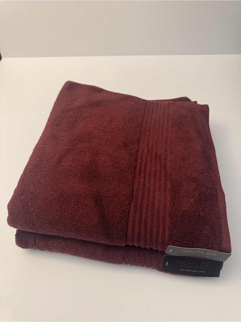 2pc RACHEL ZOE Luxe Twist Bath Towel Set - MERLOTMG - Cotton/Rayon From Bamboo